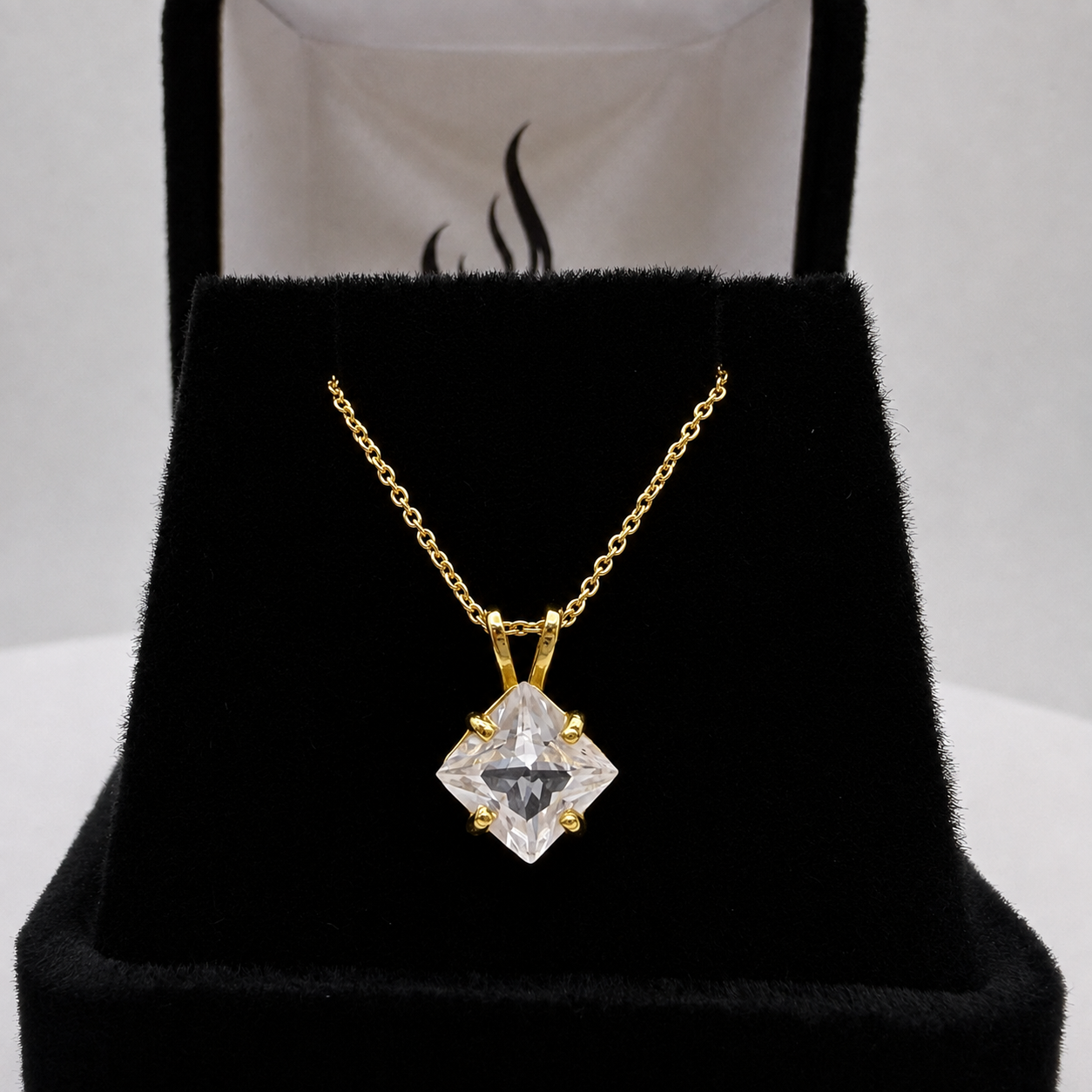 1.2 Ct Princess Cut White Sapphire Solitaire Pendant Necklace
