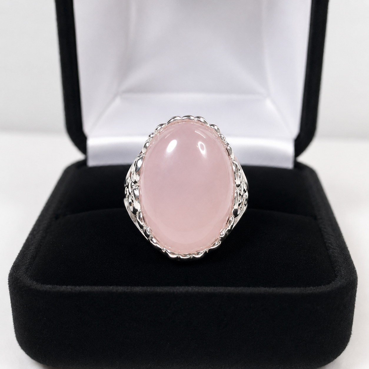 9ct Oval Cabochon Rose Quartz Statement Ring