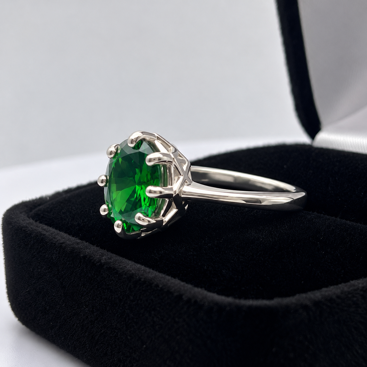 2.5ct Oval Simulated Emerald Ring – Art Deco Inspired