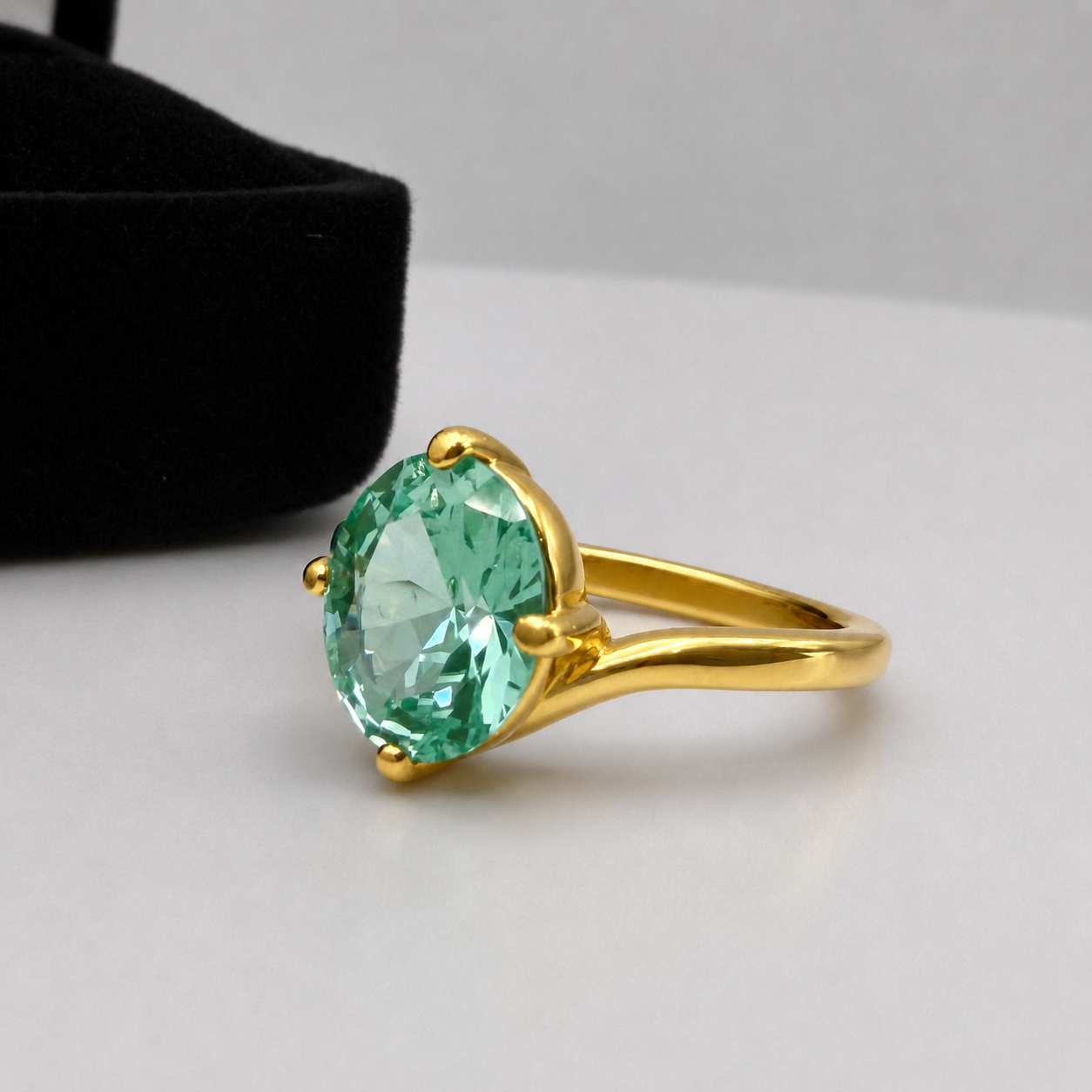 3ct Oval Mint Green Spinel Ring | Split Bypass Solitaire