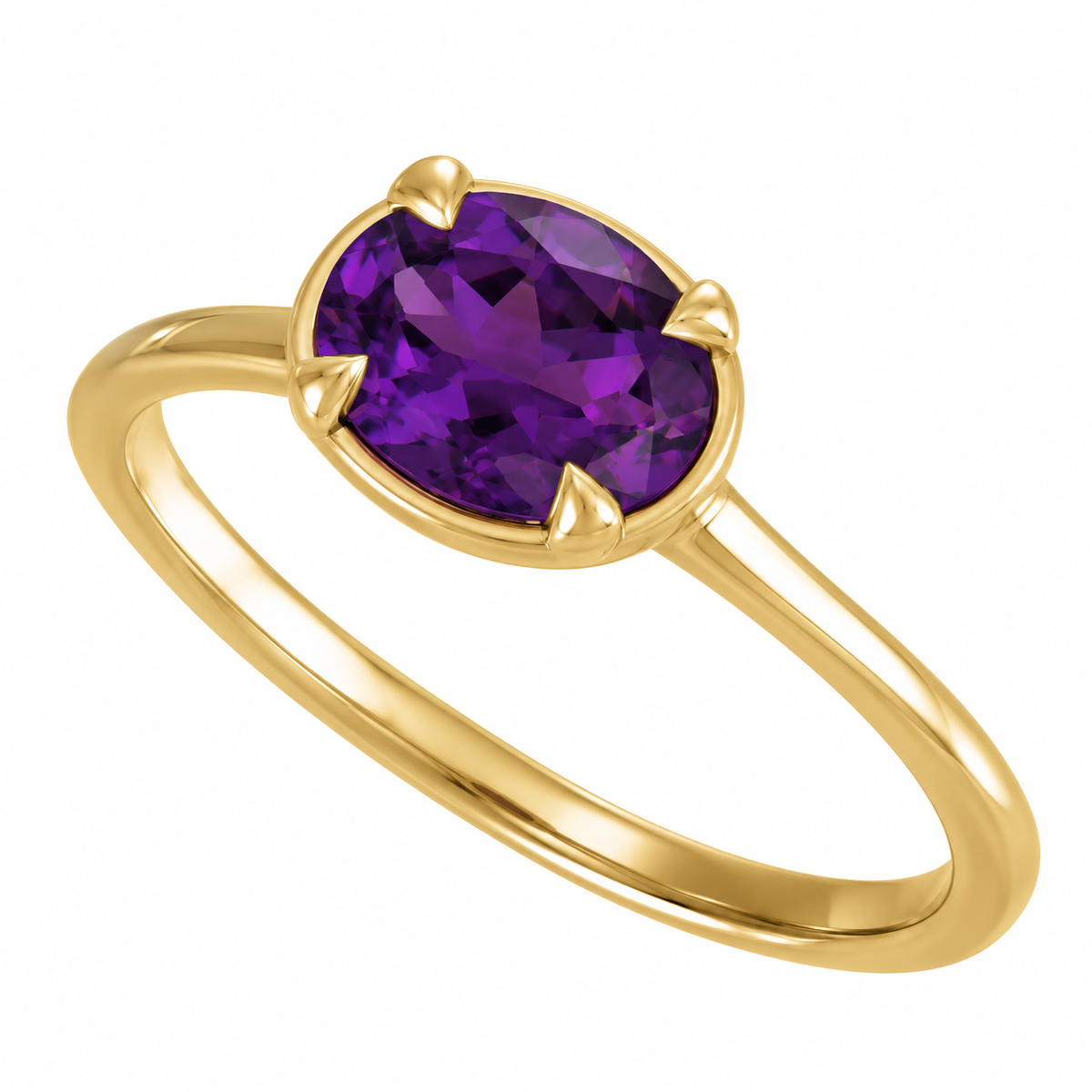 1.2ct Natural Oval Amethyst Ring