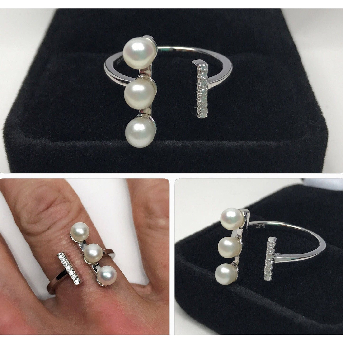 Gorgeous Pearl Negative Space Bar Ring