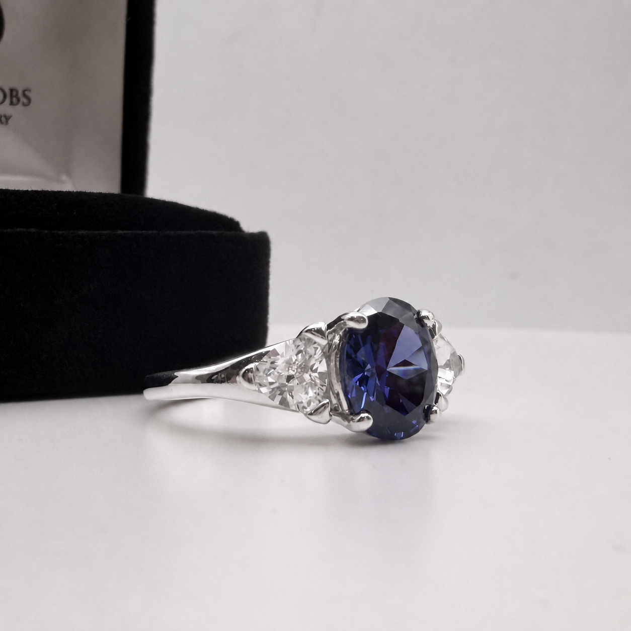 4ctw Oval Cut Tanzanite & White Sapphire Art Deco Ring
