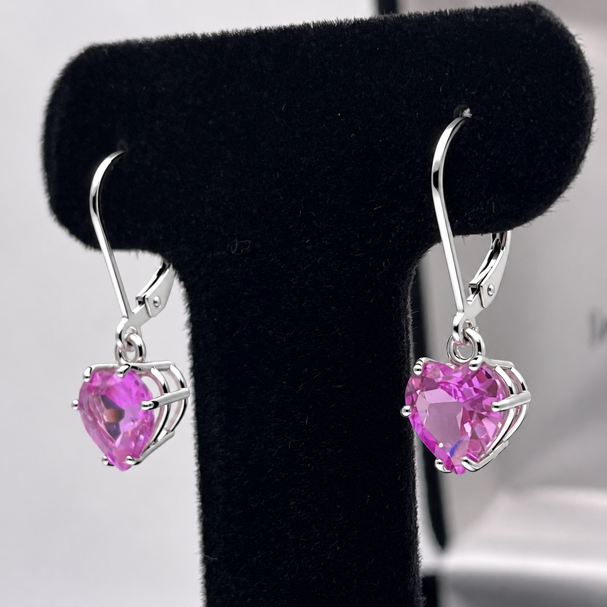 4ctw Heart Cut Pink Sapphire Dangle Earrings
