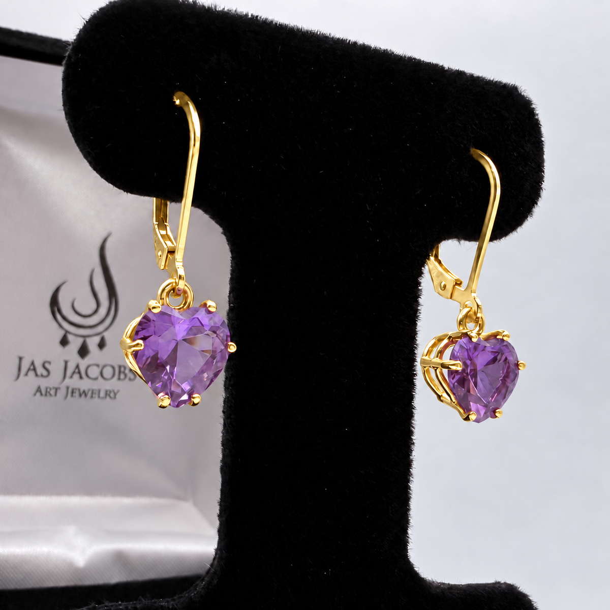 4ctw Heart Cut Color Change Alexandrite Sapphire Earrings