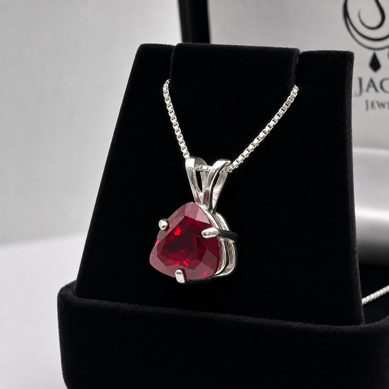 4ct Trillion Cut Ruby Solitaire Pendant Necklace