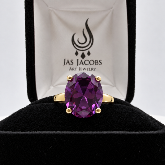 5ct Oval Color Change Alexandrite Sapphire Solitaire Ring
