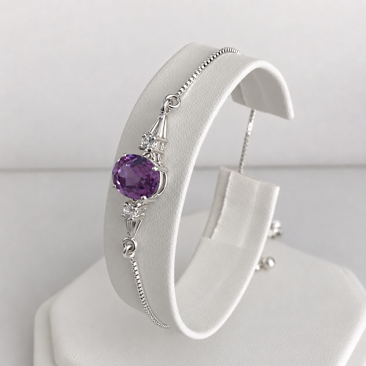 3.5ct Color Change Alexandrite & White Sapphire Bolo Bracelet