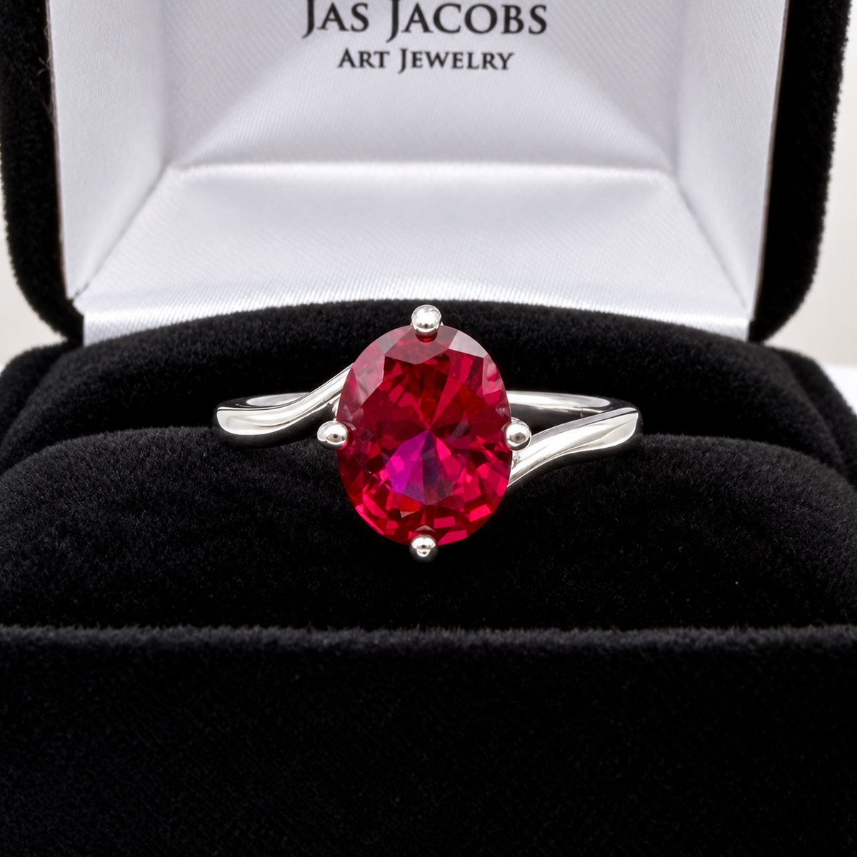 3ct Oval Cut Ruby Bypass-Inspired Solitaire Ring