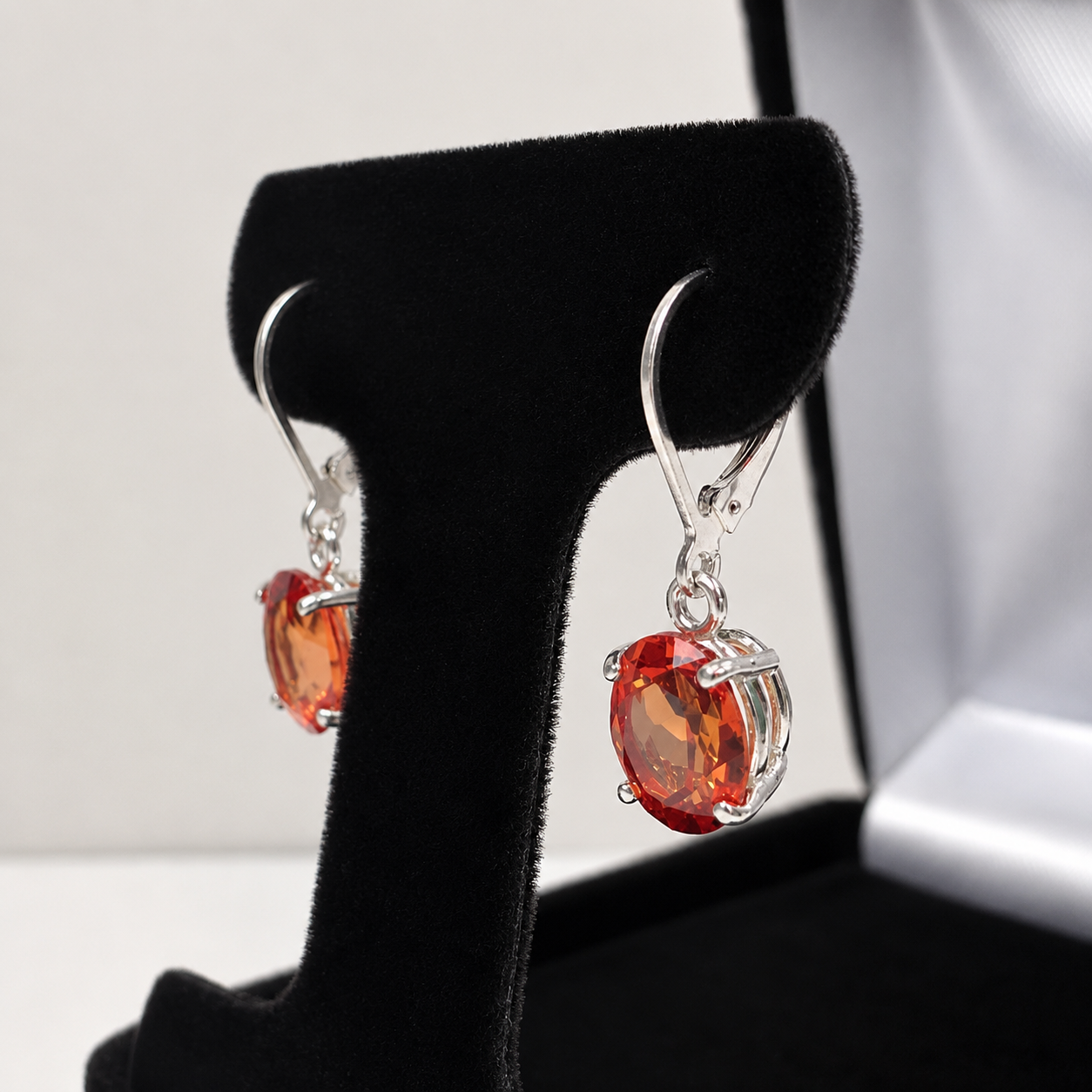 6ctw Oval Cut Orange Padparadscha Sapphire Leverback Earrings