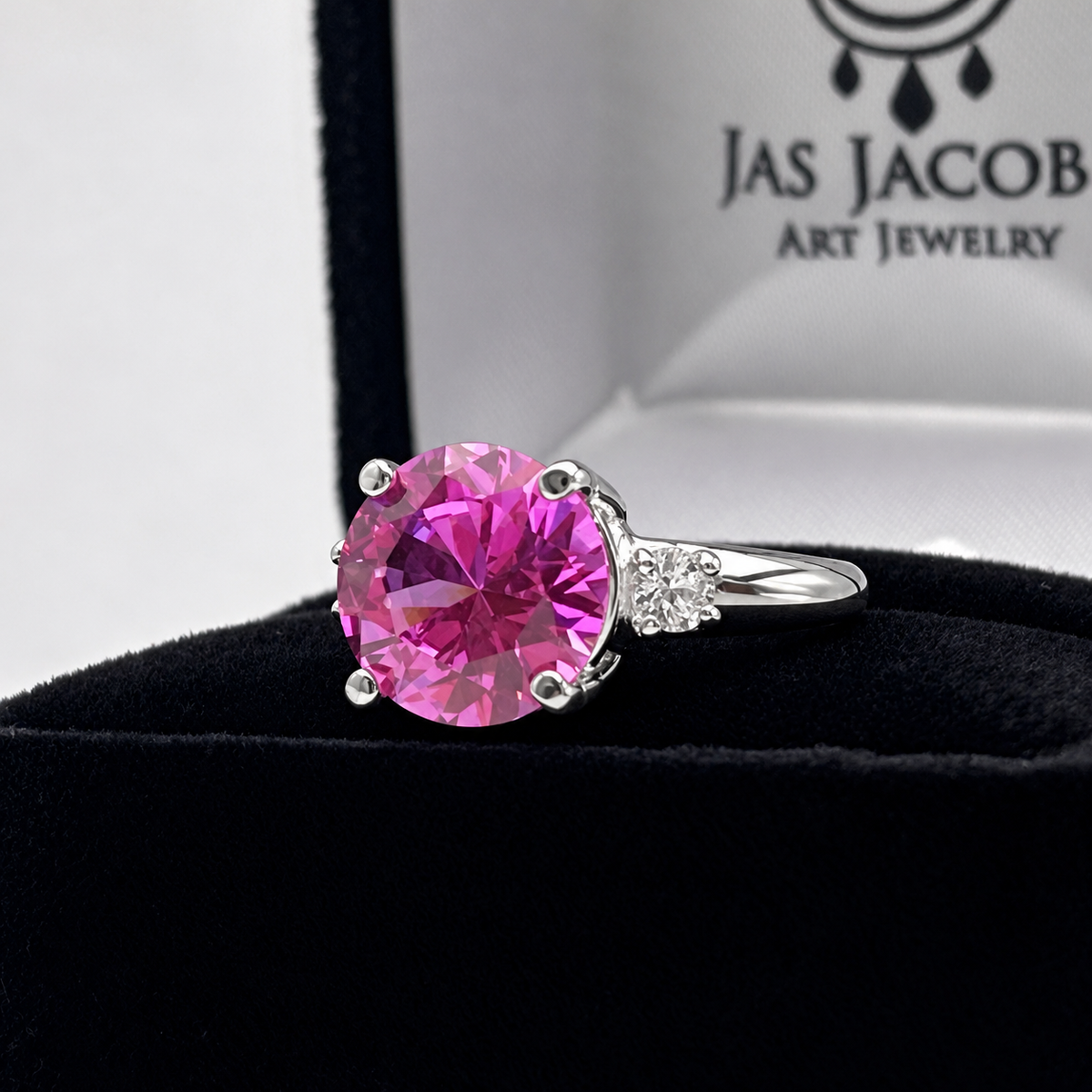 4.5ct Round Pink Sapphire & White Sapphire Ring