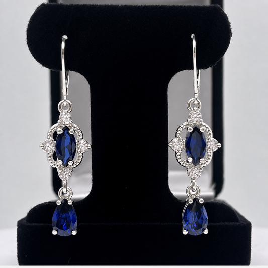 Vintage Inspired 6.7ctw Sapphire Drop Earrings