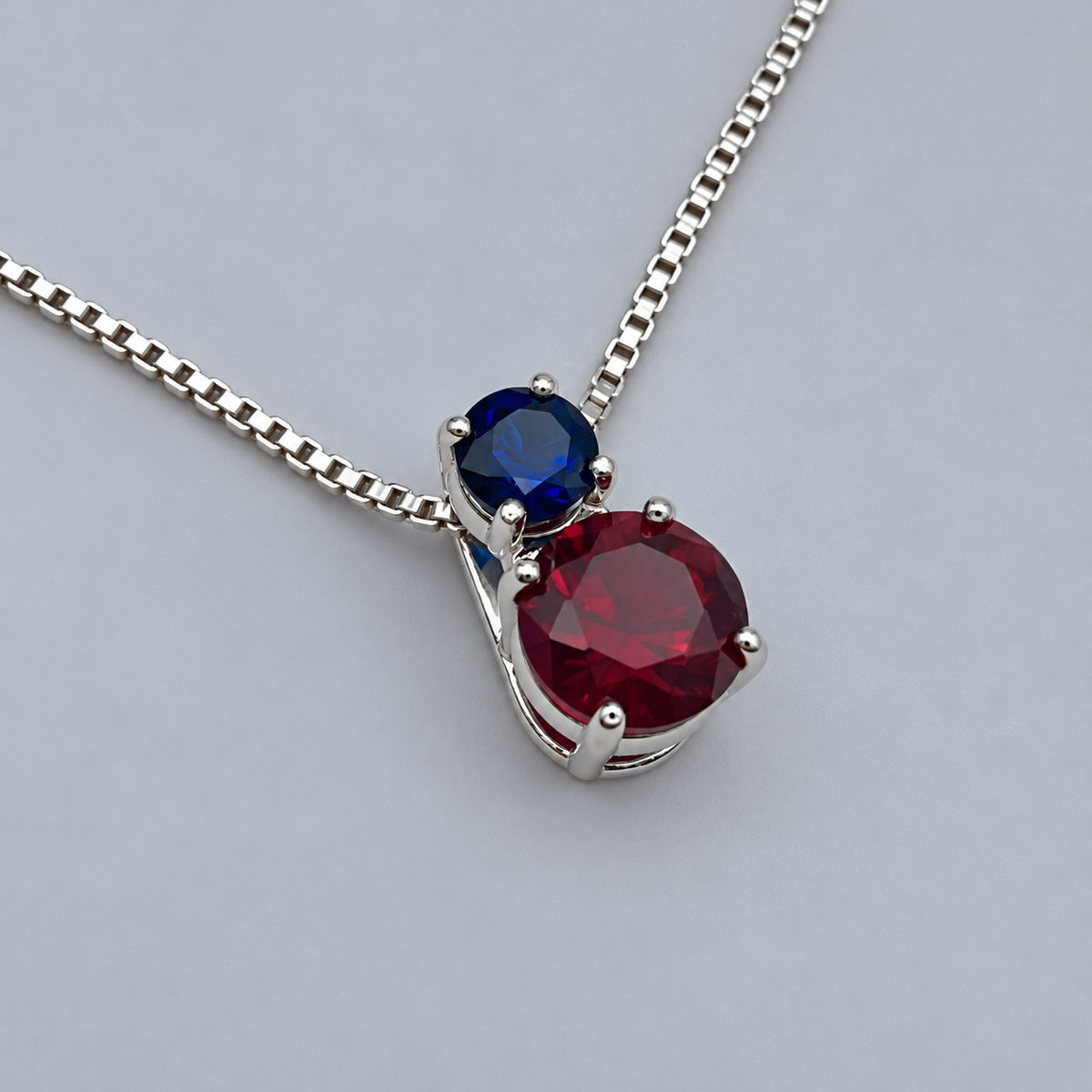 3ctw Ruby & Blue Sapphire Slider Pendant Necklace