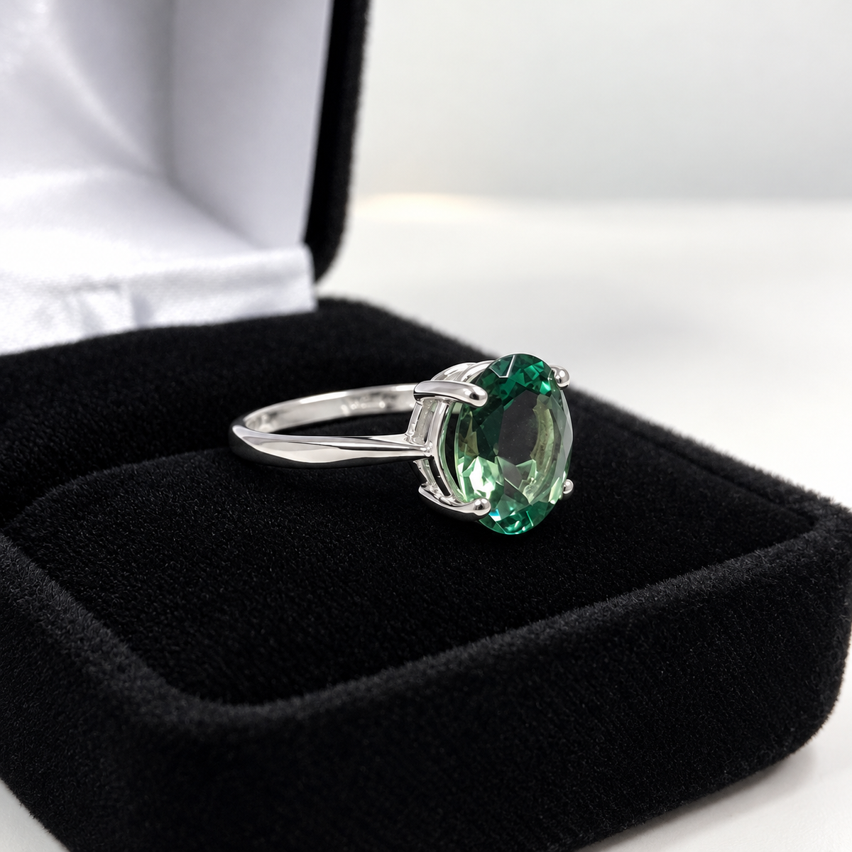 2.5ct Oval Green Amethyst Prasiolite Solitaire Ring