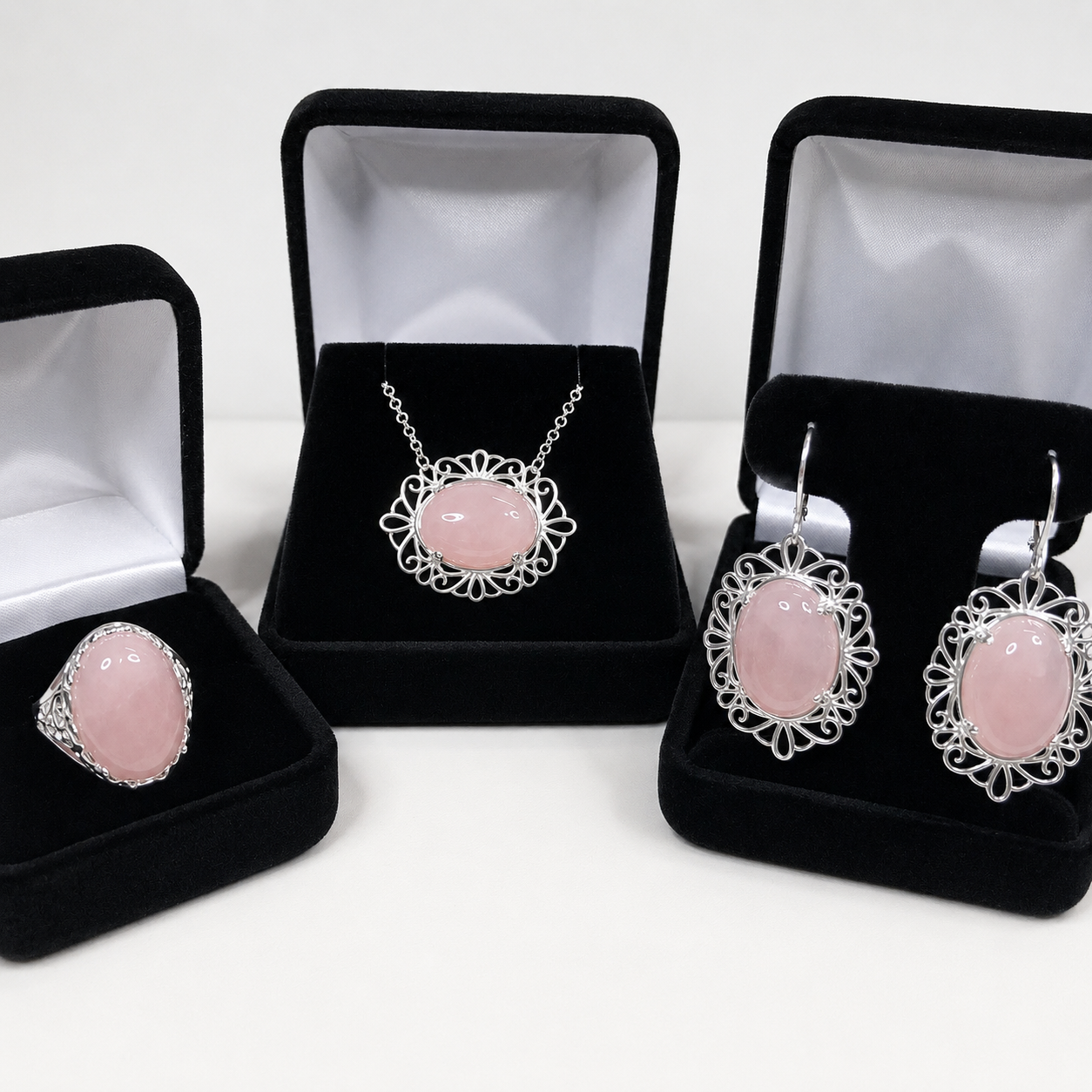 18CTW Oval Cabochon Rose Quartz Drop Earrings