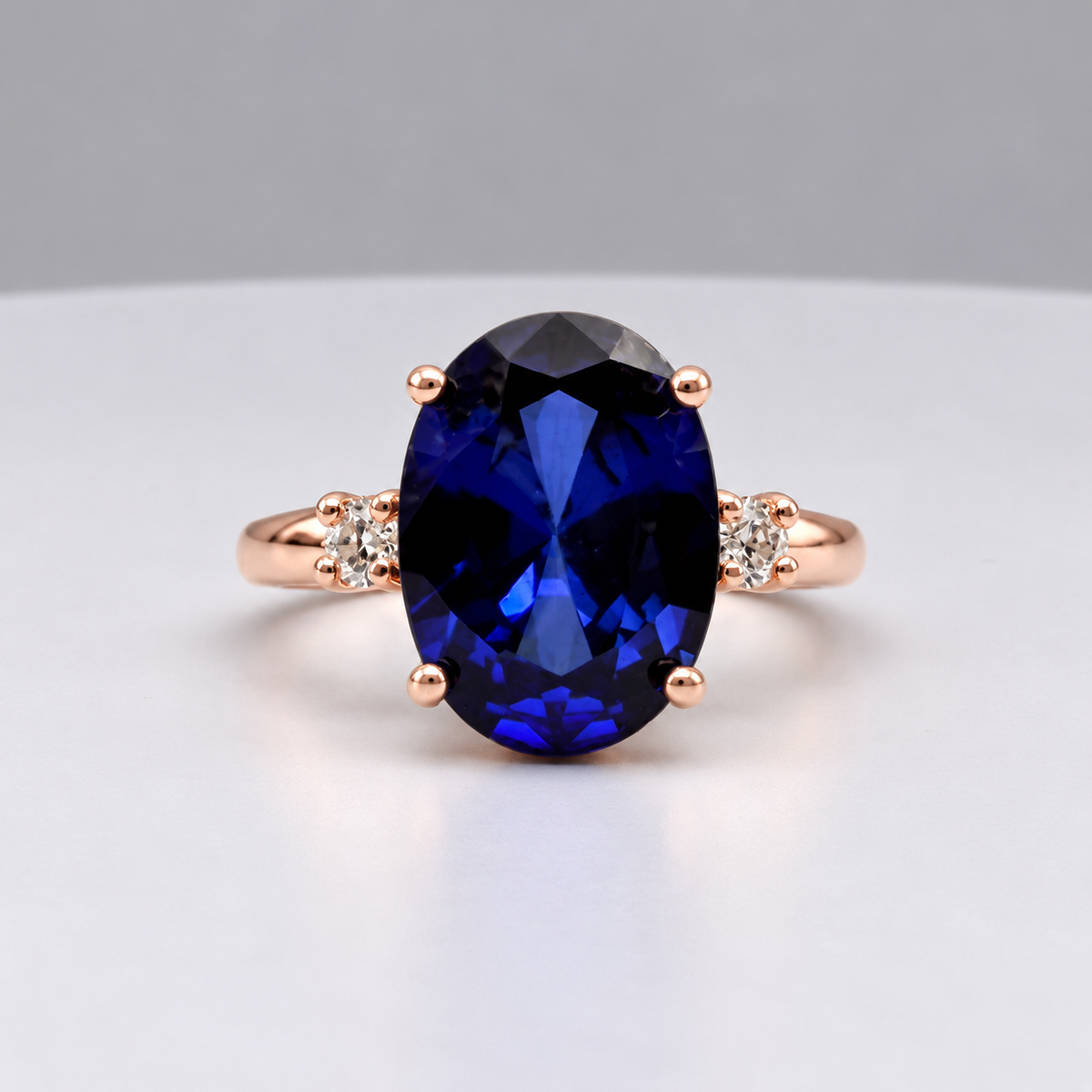 7.26ctw Oval Blue Sapphire & Diamond Ring