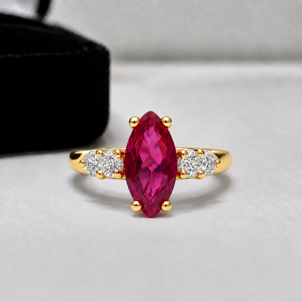 2.5ctw Marquise Cut Ruby & Diamond Ring