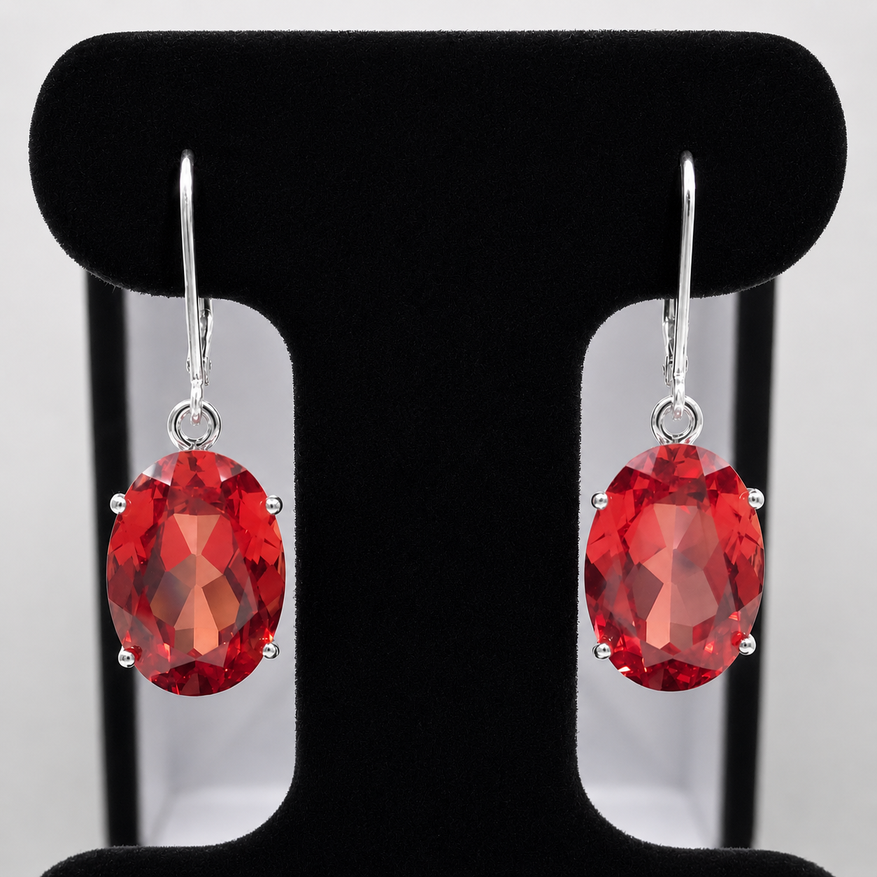 16ctw Oval Cut Padparadscha Sapphire Earrings | Orange Gemstone Dangle Earrings
