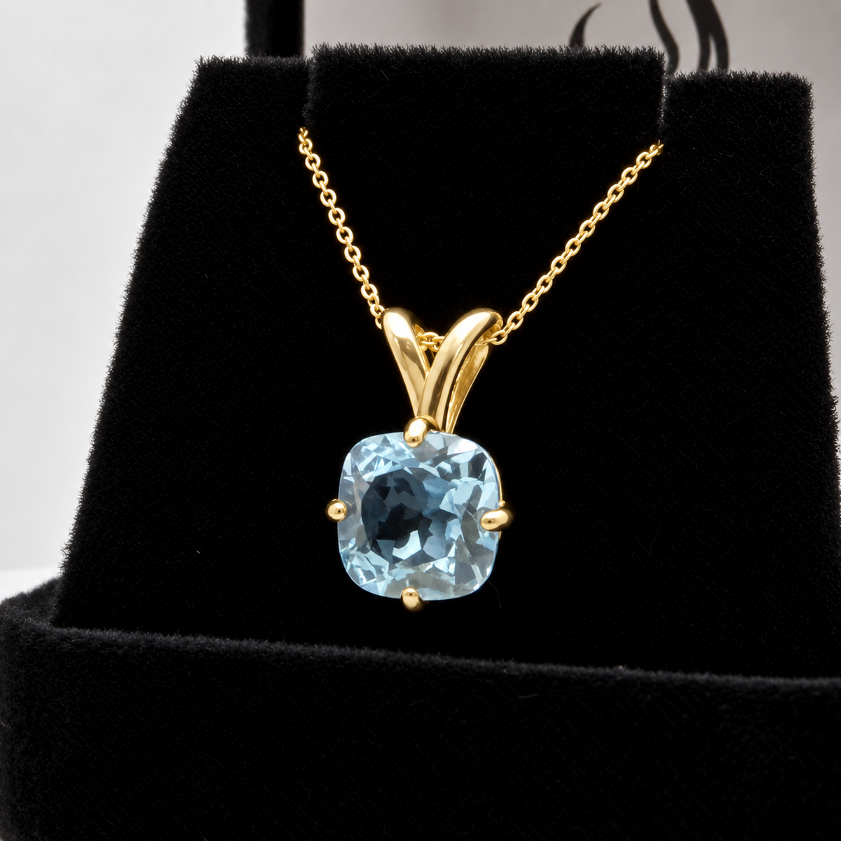 2.5ct Checkerboard Cushion Sky Blue Topaz Pendant Necklace