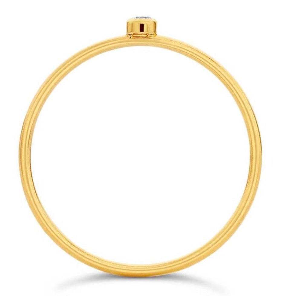 14K Yellow Gold Filled 2mm Bezel Set Cubic Zirconia Ring | Dainty Solitaire Stackable Ring | Minimalist Everyday Jewelry (Copy)