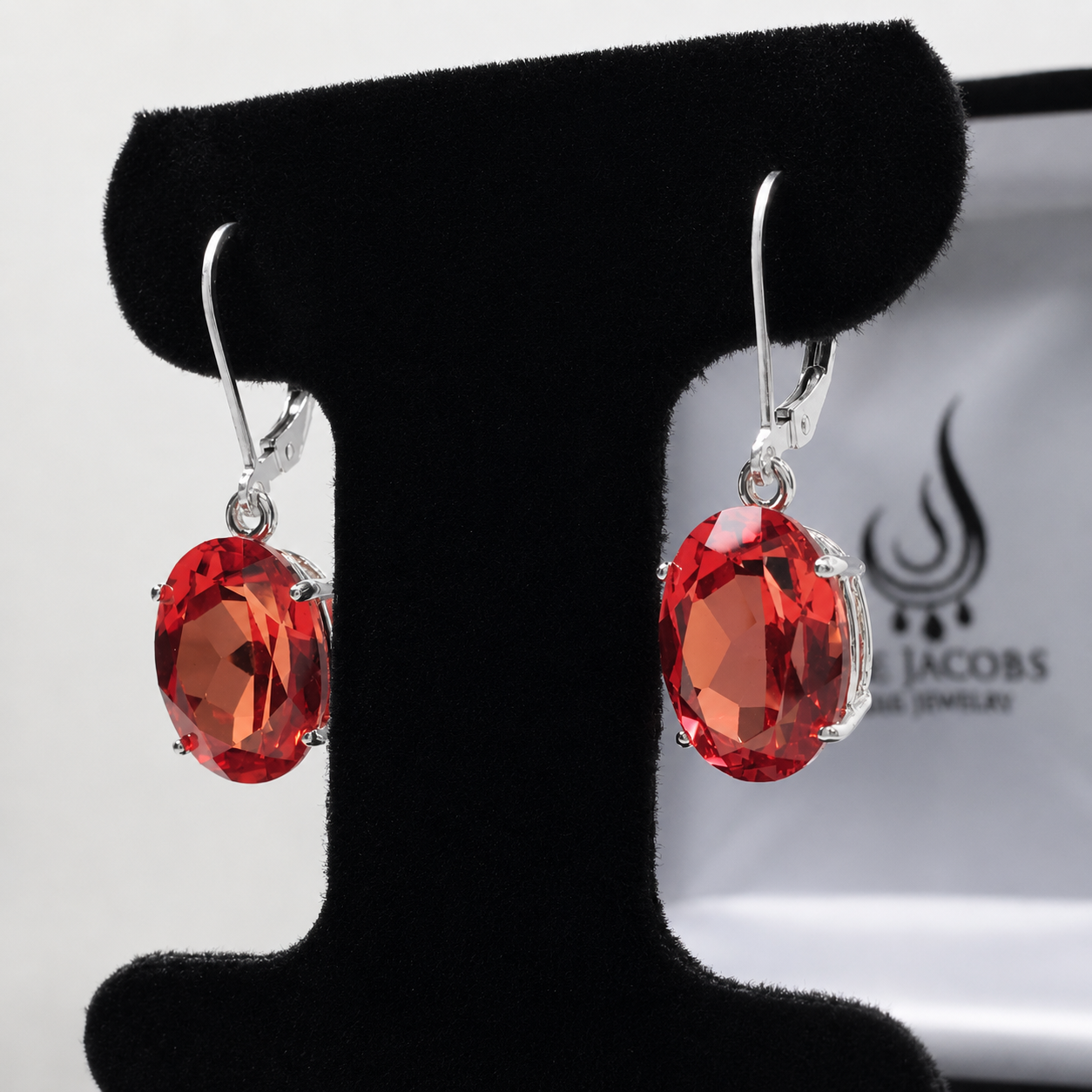 16ctw Oval Cut Padparadscha Sapphire Earrings | Orange Gemstone Dangle Earrings