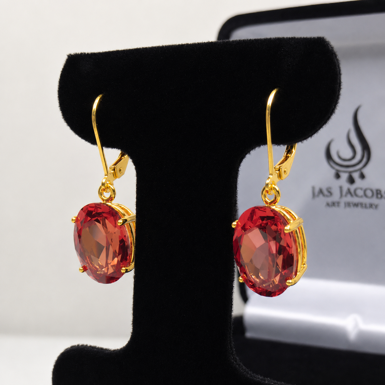 16ctw Oval Cut Padparadscha Sapphire Earrings | Orange Gemstone Dangle Earrings