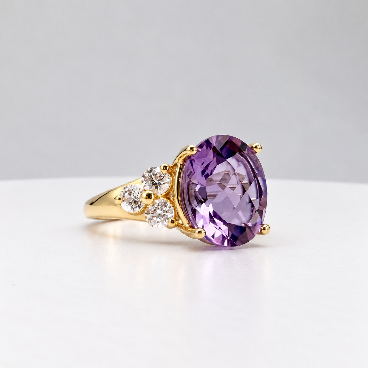 Rose de France Amethyst Ring with White Sapphire Accents