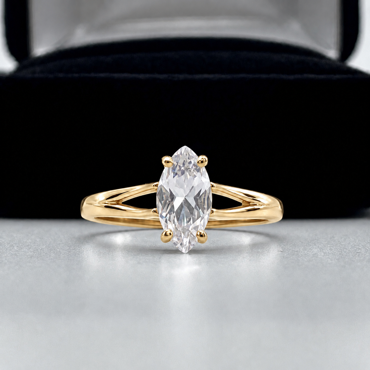 1.25ct Marquise White Sapphire Engagement Ring