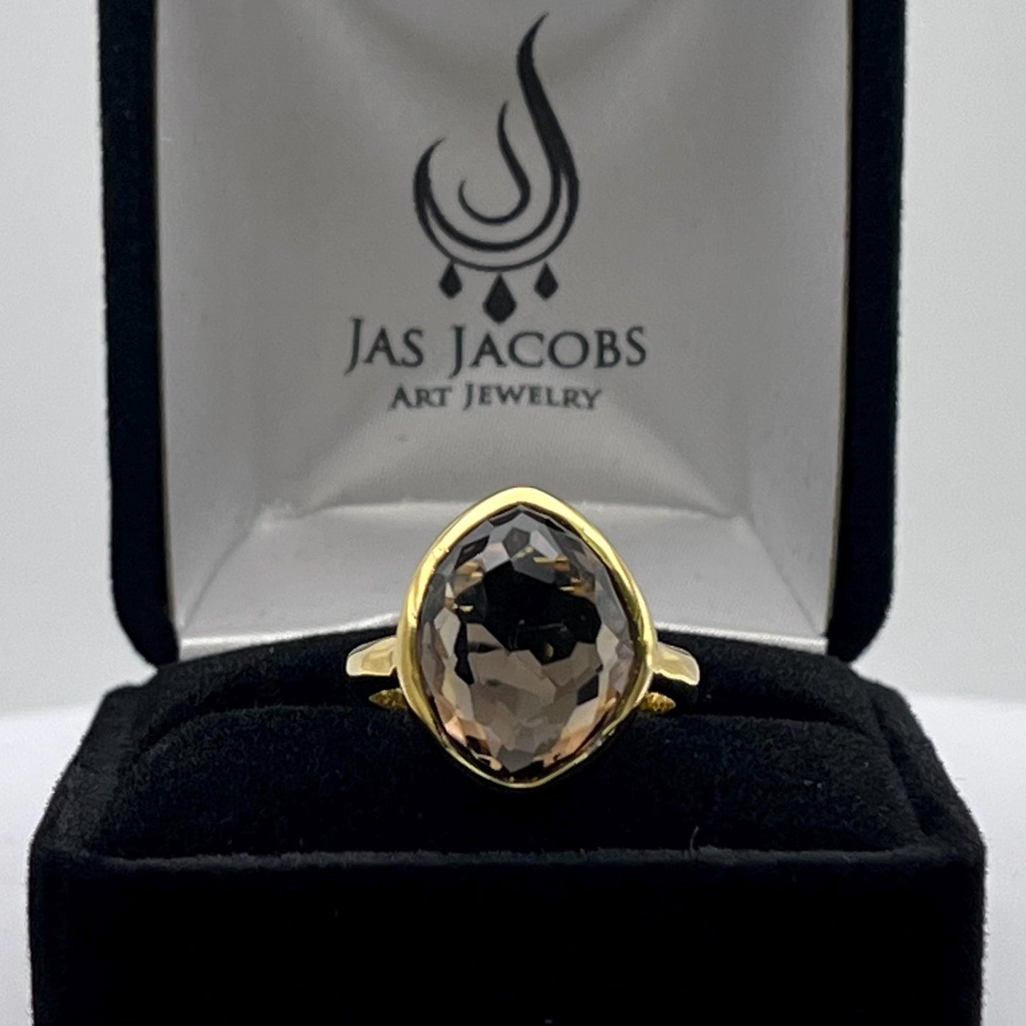 Beautiful 5ct Genuine Smoky Quartz Ring 18k Gold Vermeil Gold Smoky Quartz Ring