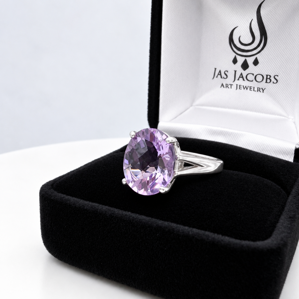 4.5ct Oval Rose de France Amethyst Ring in Sterling Silver