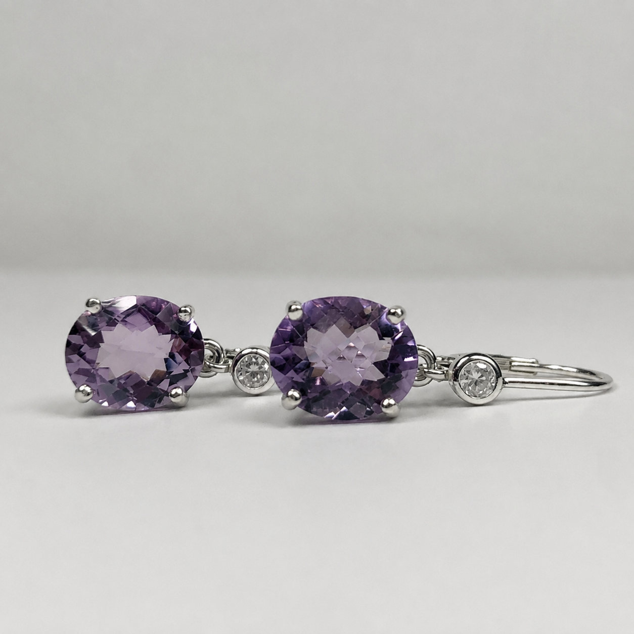 8ctw Rose de France Amethyst Earrings | Oval Cut Lavender Amethyst Dangle Earrings