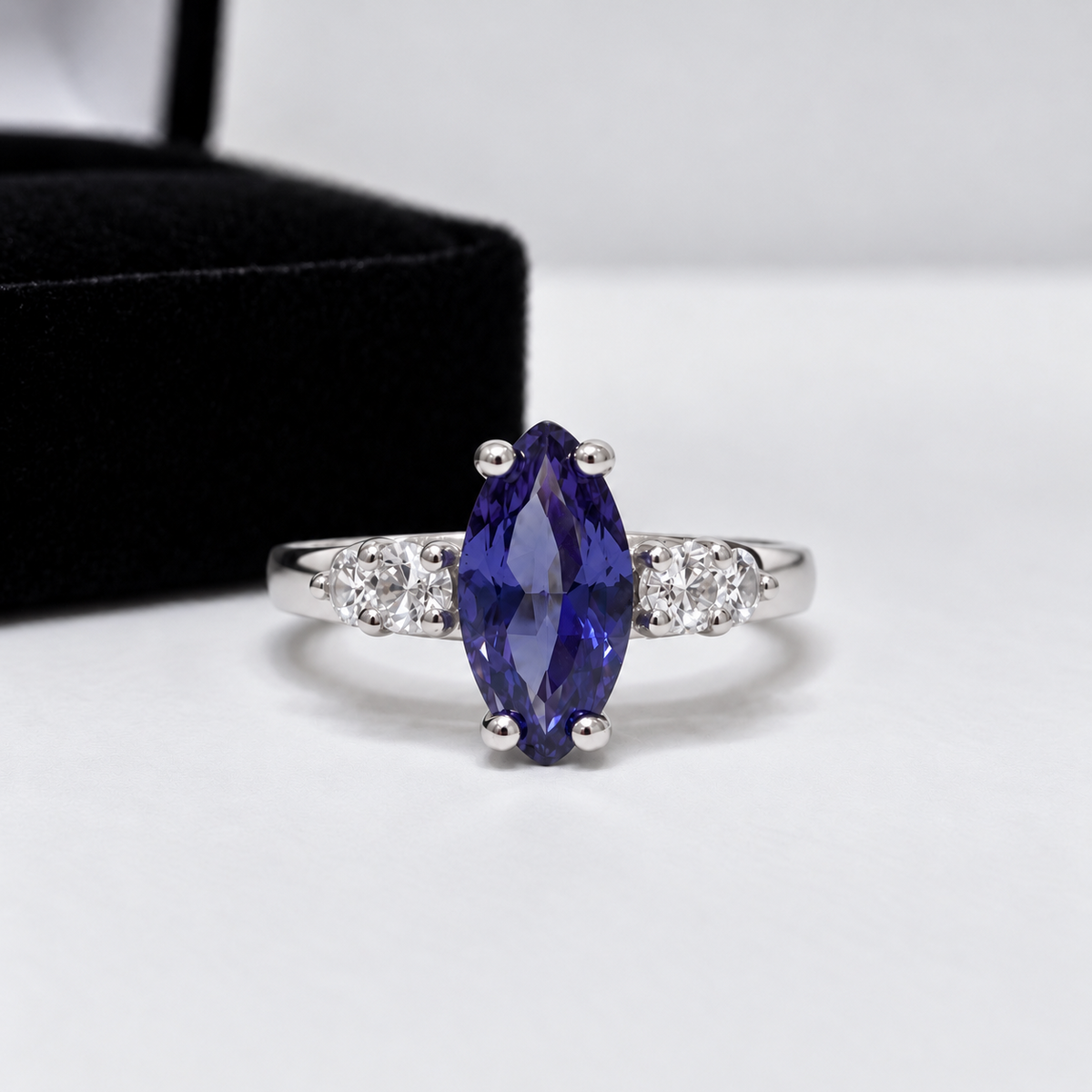 2.5ctw Marquise Tanzanite & White Sapphire Ring