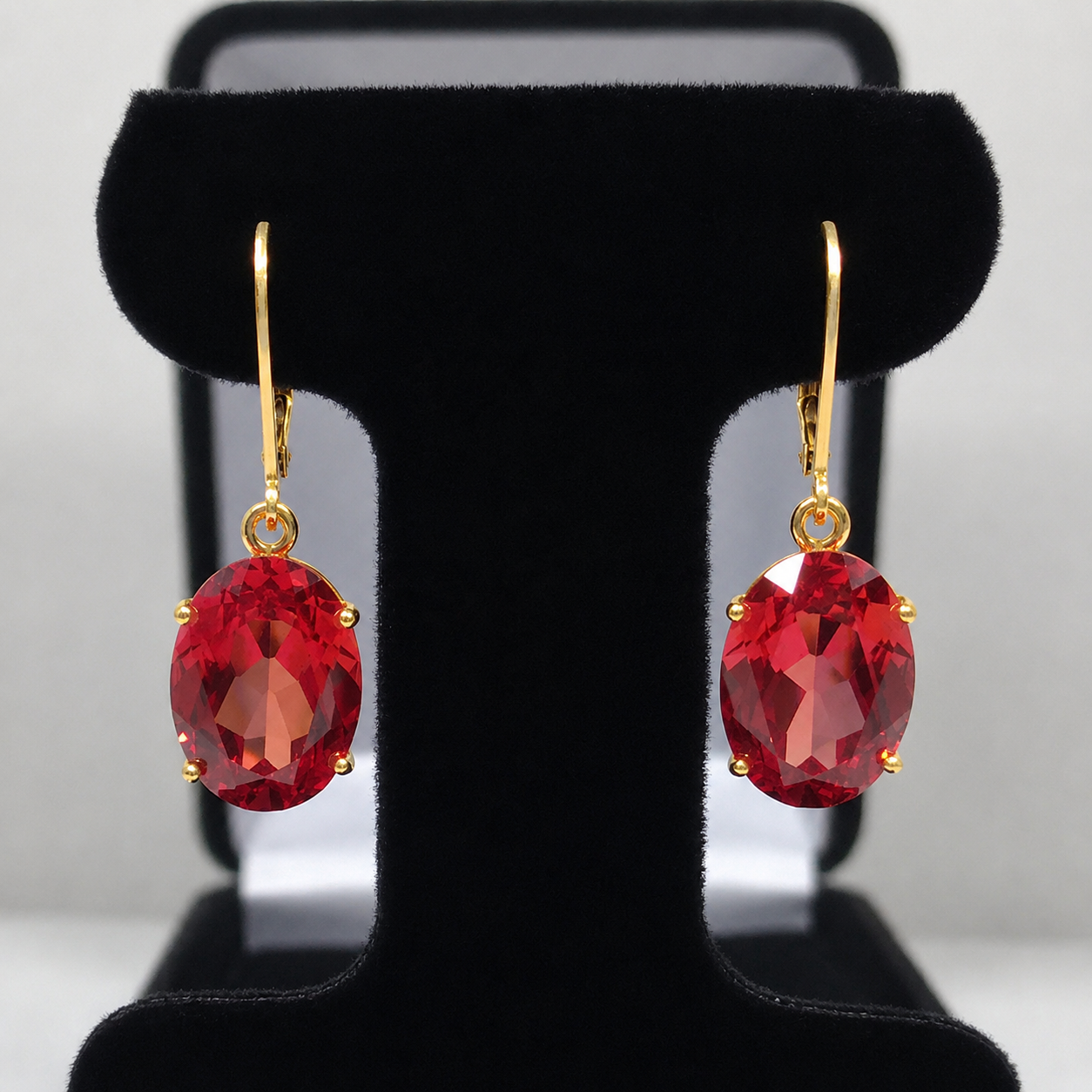 16ctw Oval Cut Padparadscha Sapphire Earrings | Orange Gemstone Dangle Earrings