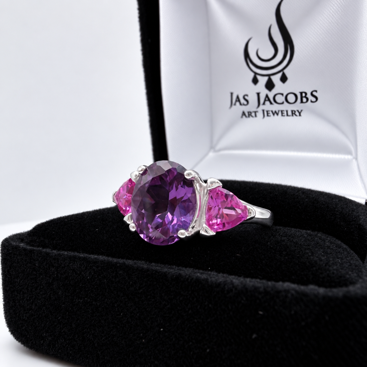 4ctw Purple Color Change Sapphire & Pink Sapphire Ring