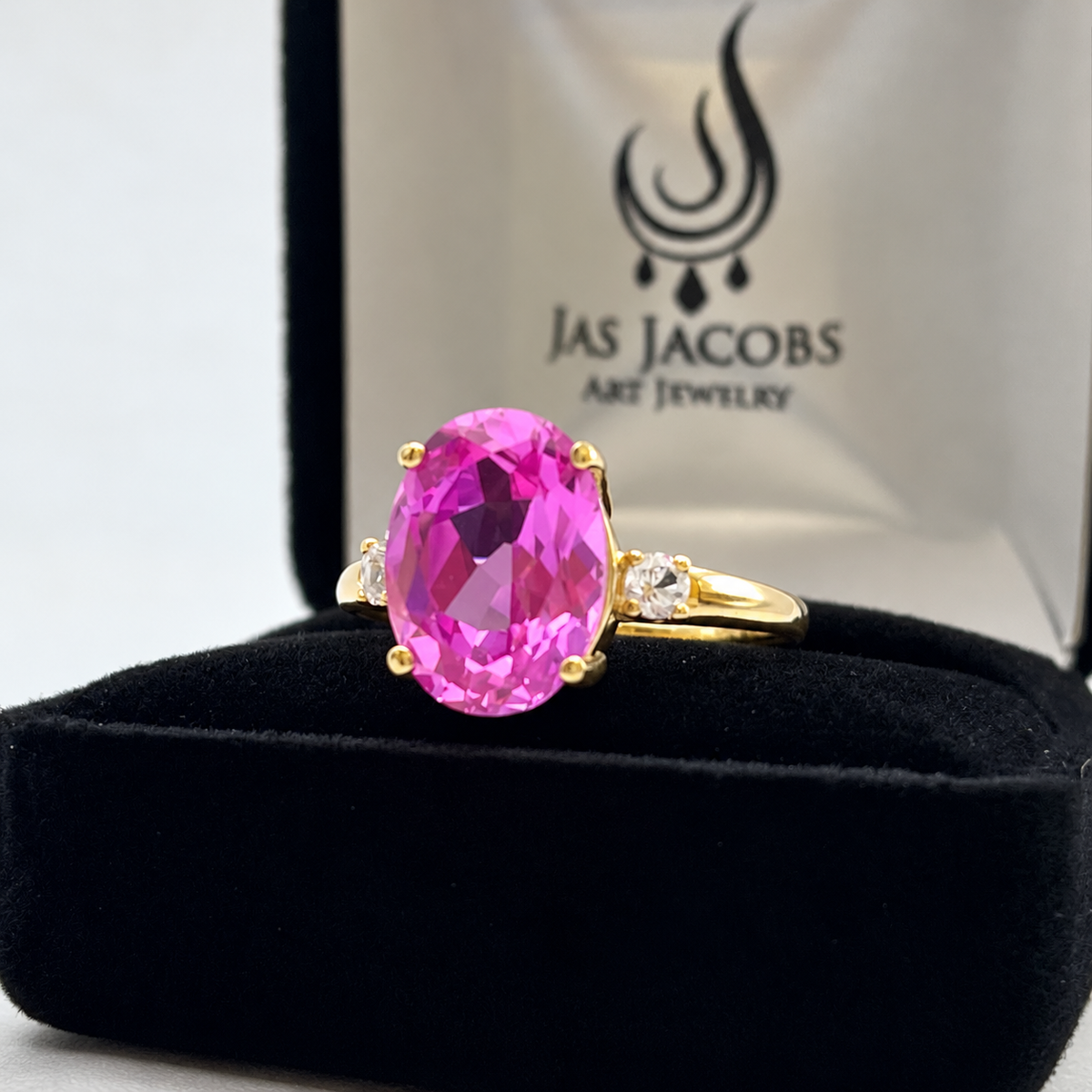 7.26ctw Oval Pink Sapphire & White Sapphire Ring
