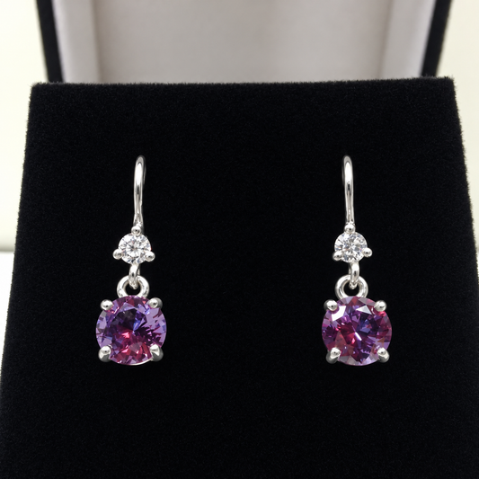 3.1ctw Color Change Alexandrite & White Sapphire Earrings