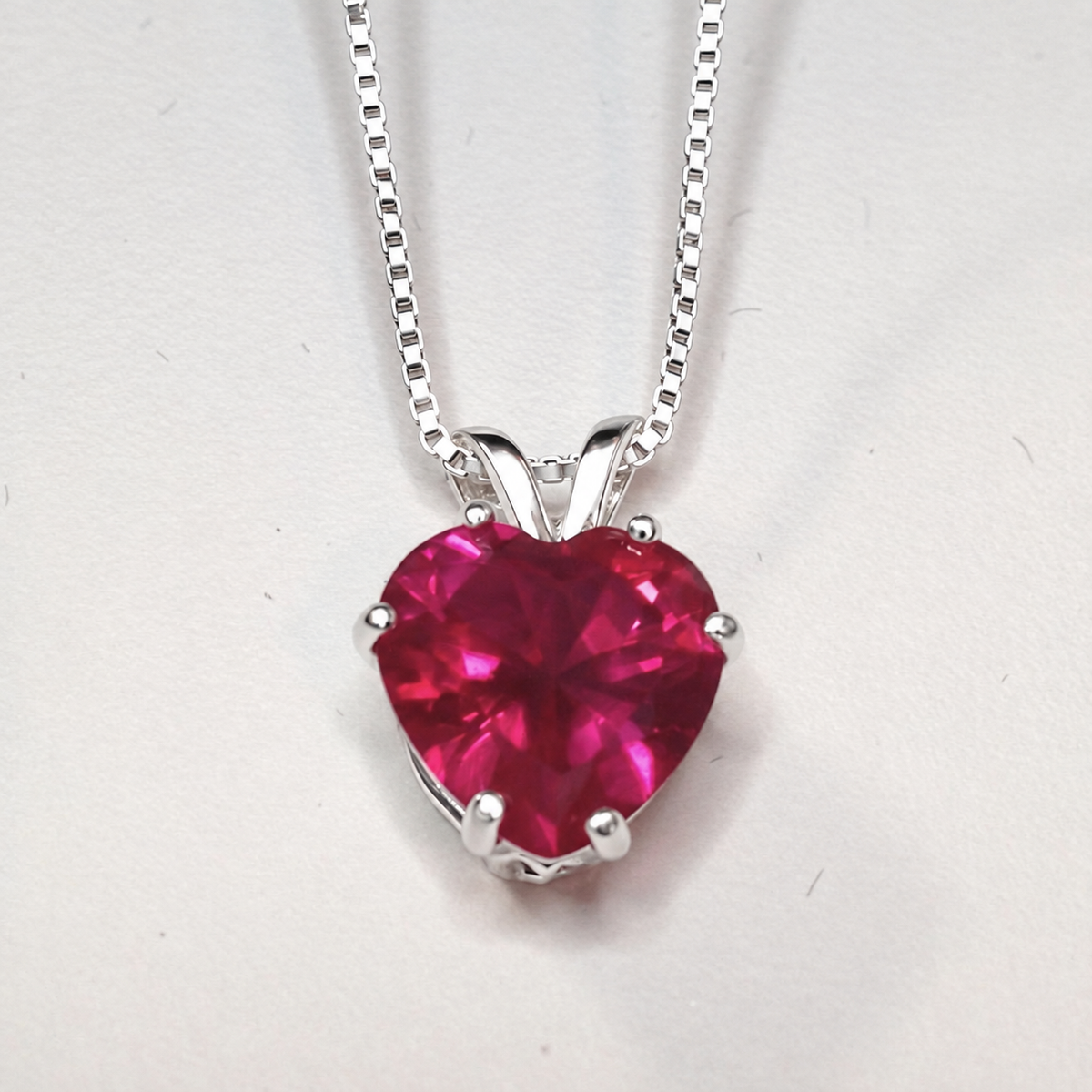 2ct Heart Cut Ruby Pendant Necklace