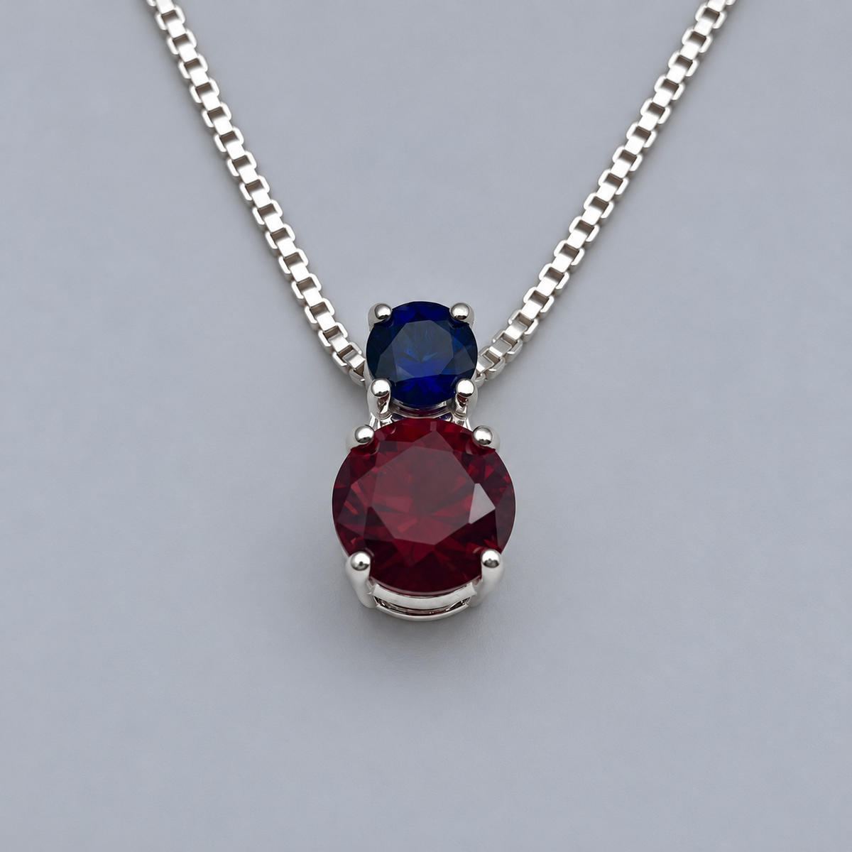 3ctw Ruby & Blue Sapphire Slider Pendant Necklace