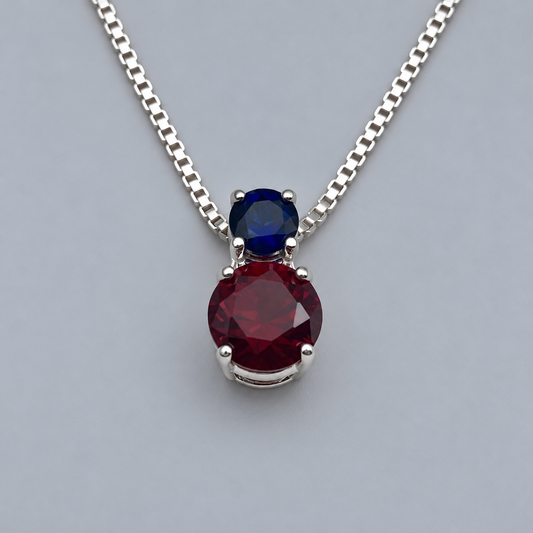 3ctw Ruby & Blue Sapphire Slider Pendant Necklace