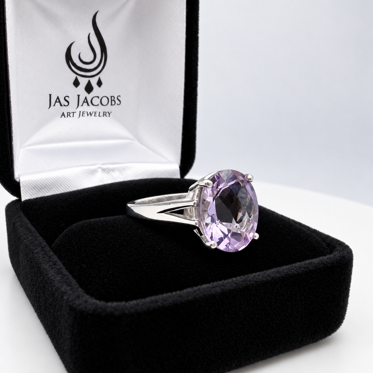 4.5ct Oval Rose de France Amethyst Ring in Sterling Silver