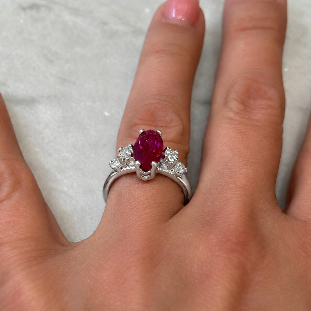 2.5ctw Marquise Cut Ruby & White Sapphire Ring
