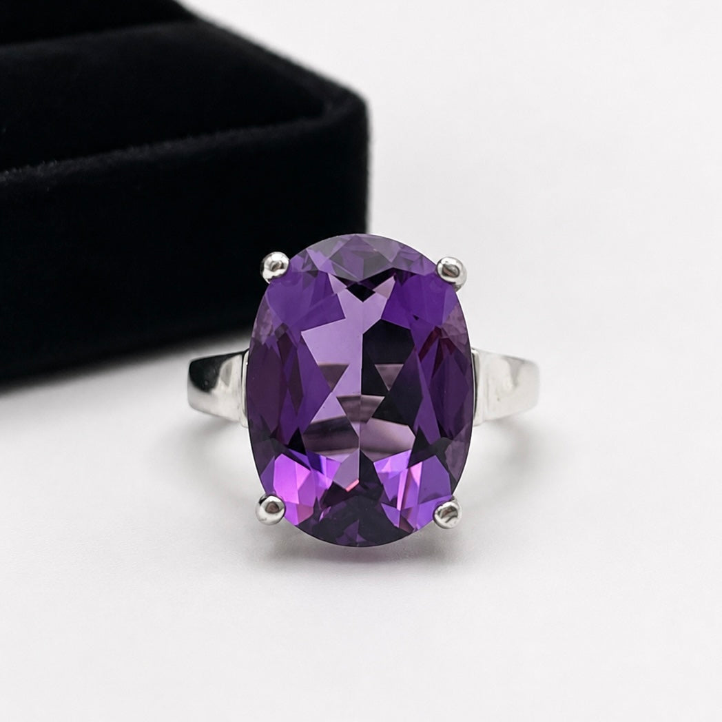 11.5ct Oval Cut Amethyst Statement Ring