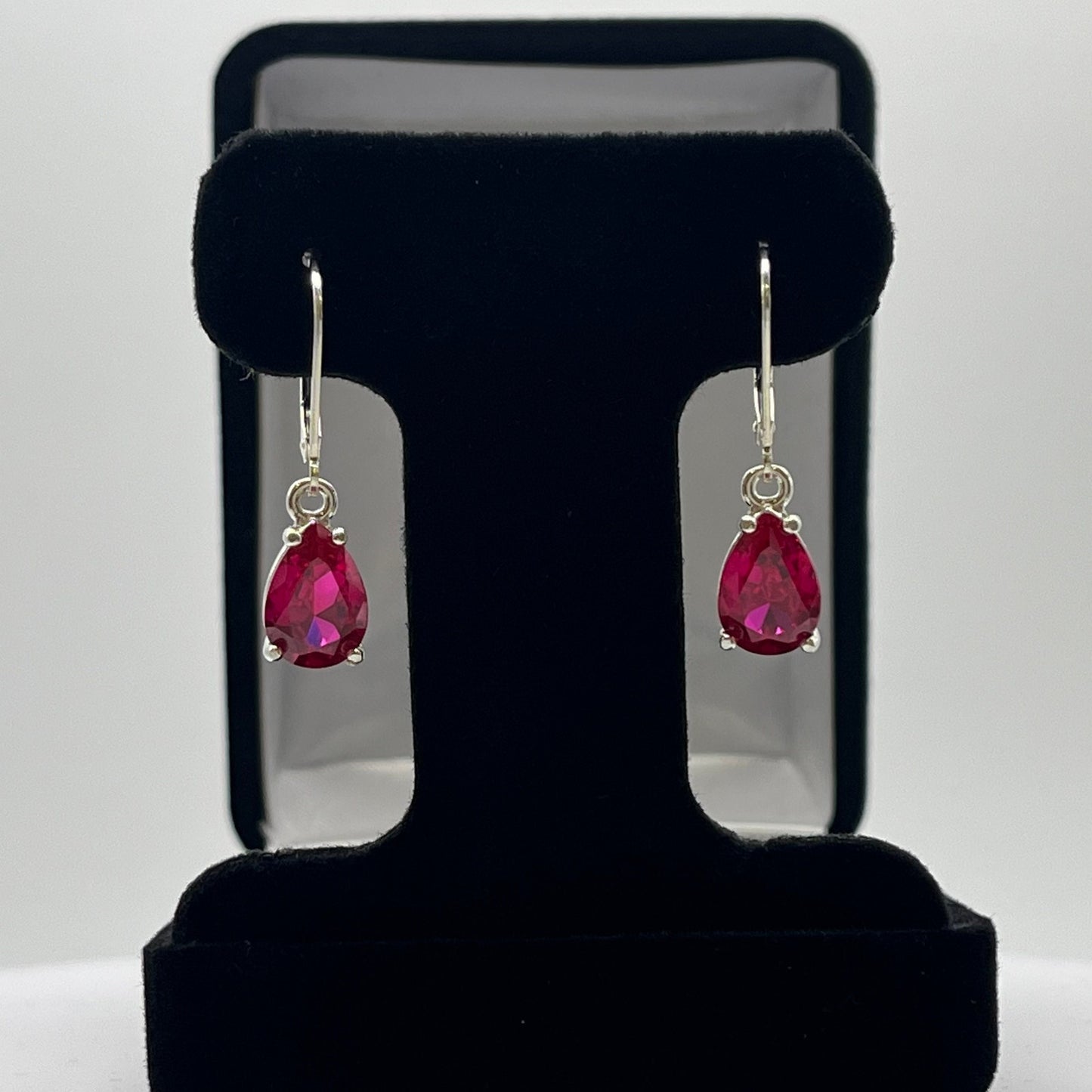 Beautiful 5ctw Pear Cut Ruby Earrings Sterling Silver Drop Dangle Leverback Fine Jewelry Trends Red Ruby Teardrop July Lady Gift