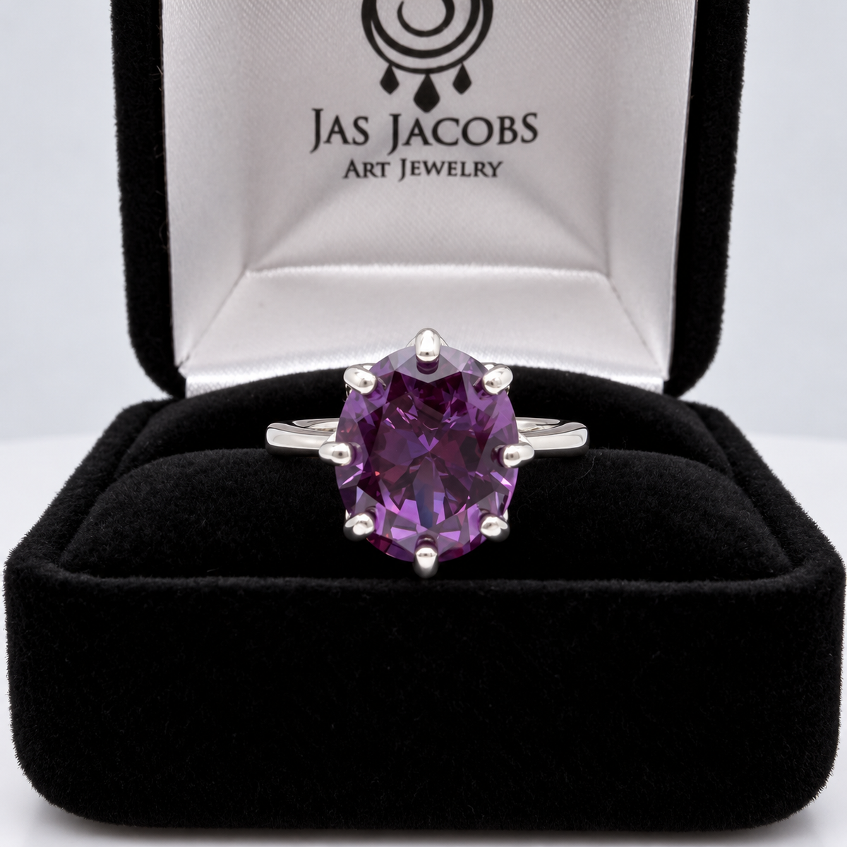 5ct Oval Alexandrite Sapphire Ring – Art Deco Inspired 8 Prong Setting
