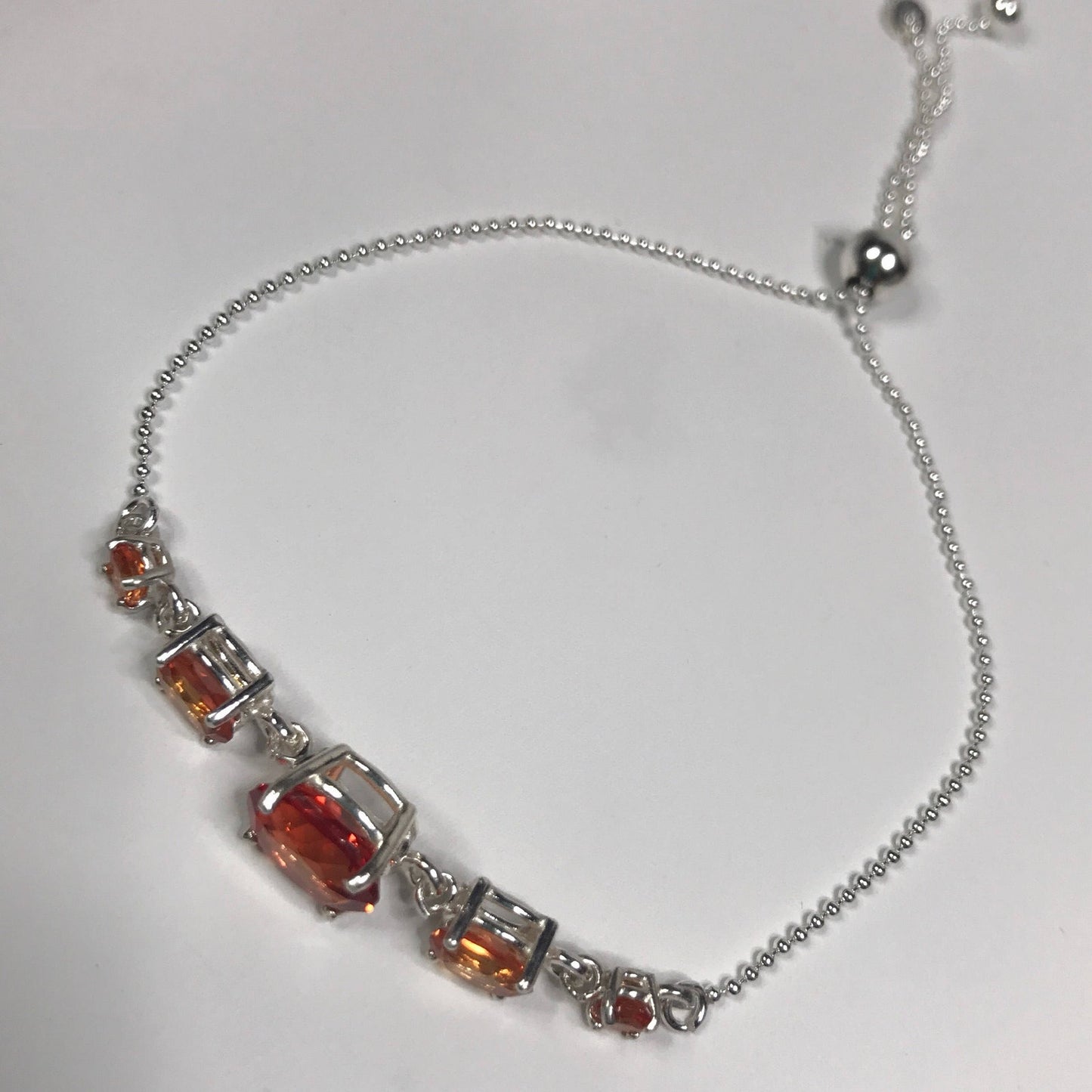 5.8ctw Orange Padparadscha Sapphire Bolo Bracelet in Sterling Silver Adjustable