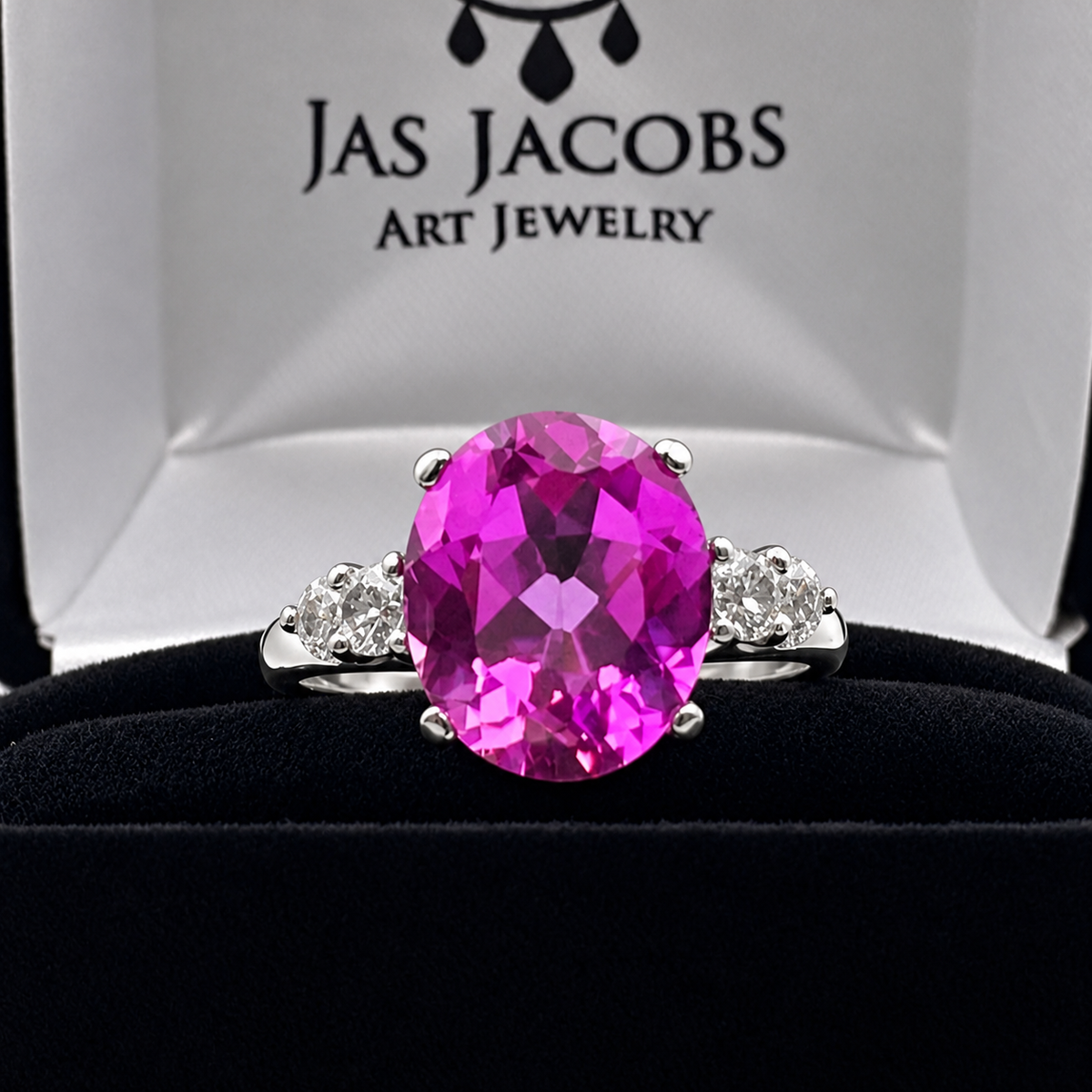 5.6ctw Oval Pink Sapphire & White Sapphire Statement Ring