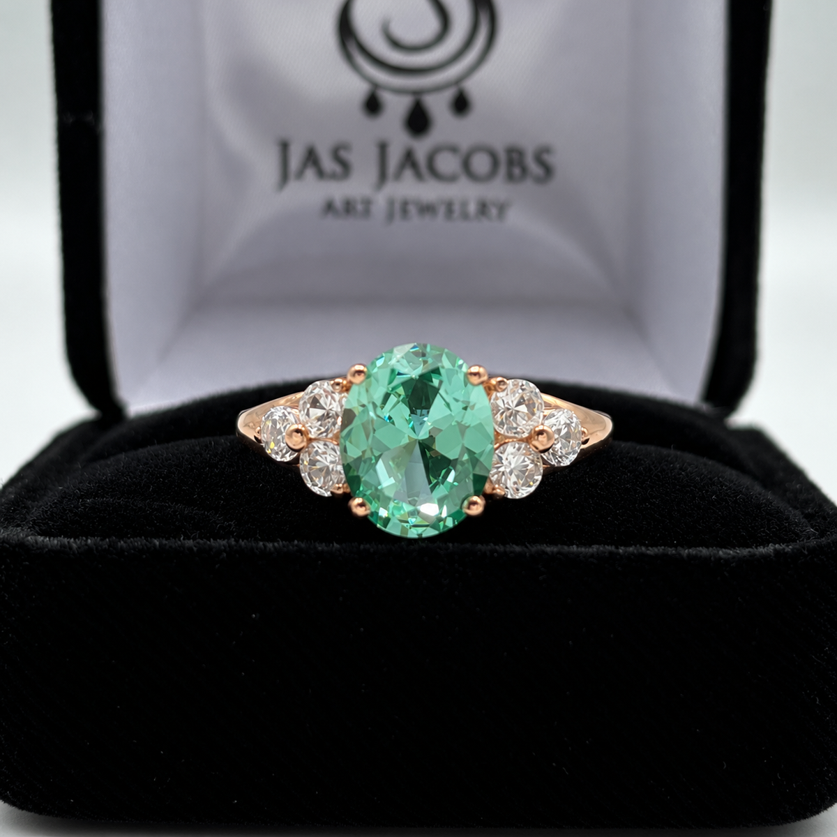 4ctw Mint Green Spinel & White Sapphire Victorian Cluster Ring