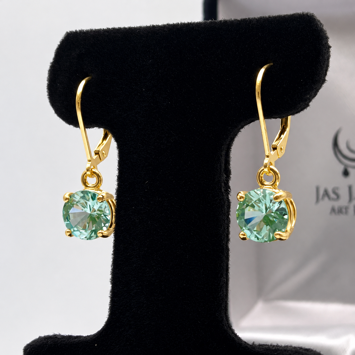 4ctw Mint Green Spinel Solitaire Leverback Earrings