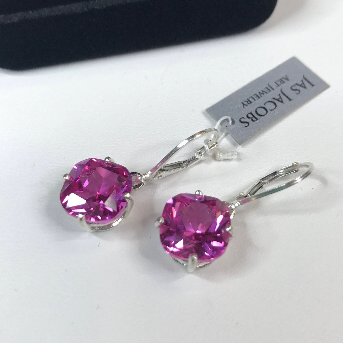 Beautiful 10ctw Cushion Cut Lab Grown Pink Sapphire Earrings in Sterling Silver
