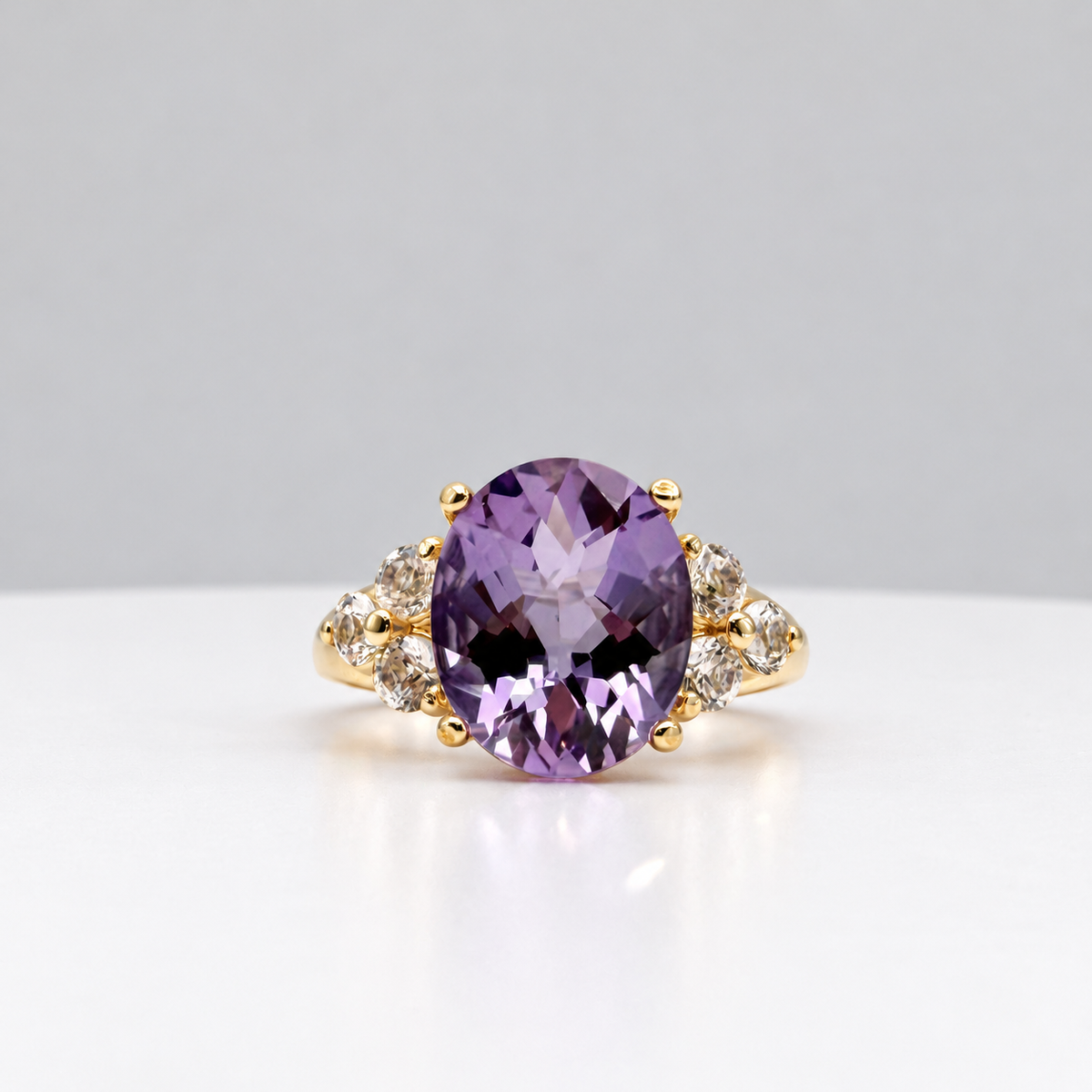 Rose de France Amethyst Ring with White Sapphire Accents